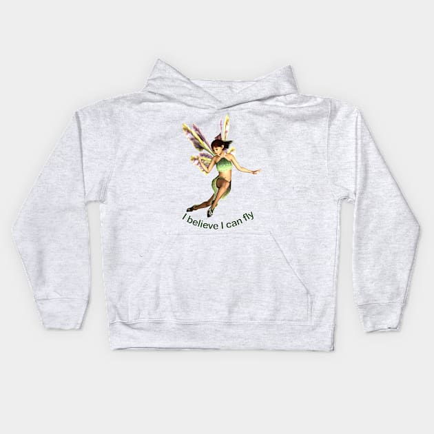 I believe I can fly fairy faerie elf butterfly wings flying Kids Hoodie by Fantasyart123